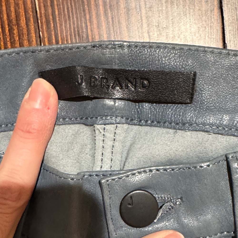 J Brand mid rise Slate/Blue Leather Pants - Picture 2 of 14